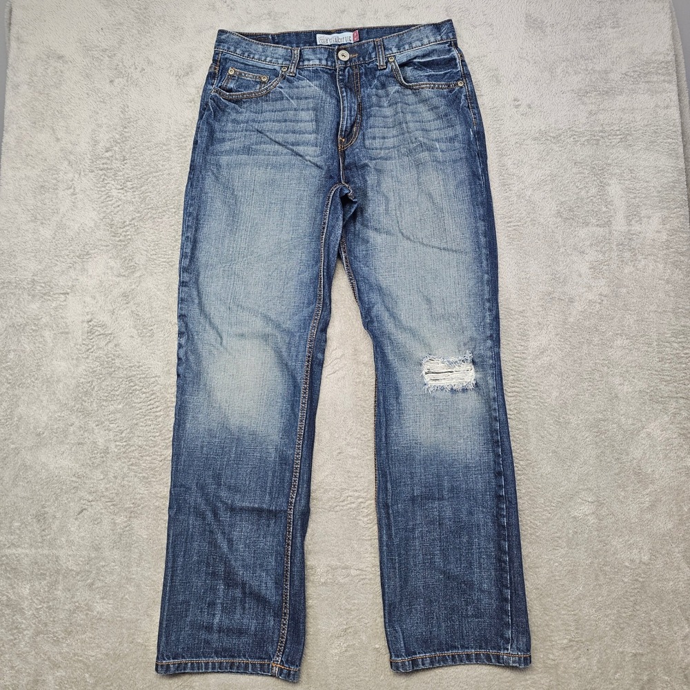 Aeropostale Essex Straight Leg Jeans Men's 36x34 Distressed Medium Wash Denim